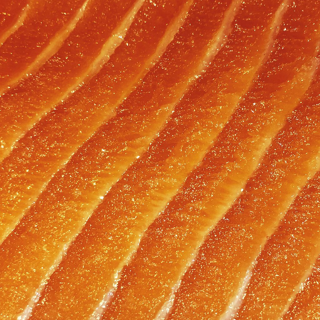 Fresh raw salmon in the kitchen